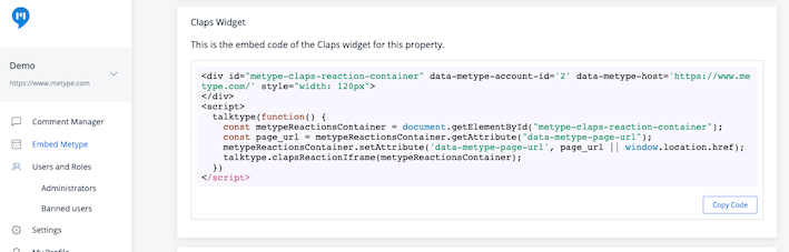 Claps Embed code