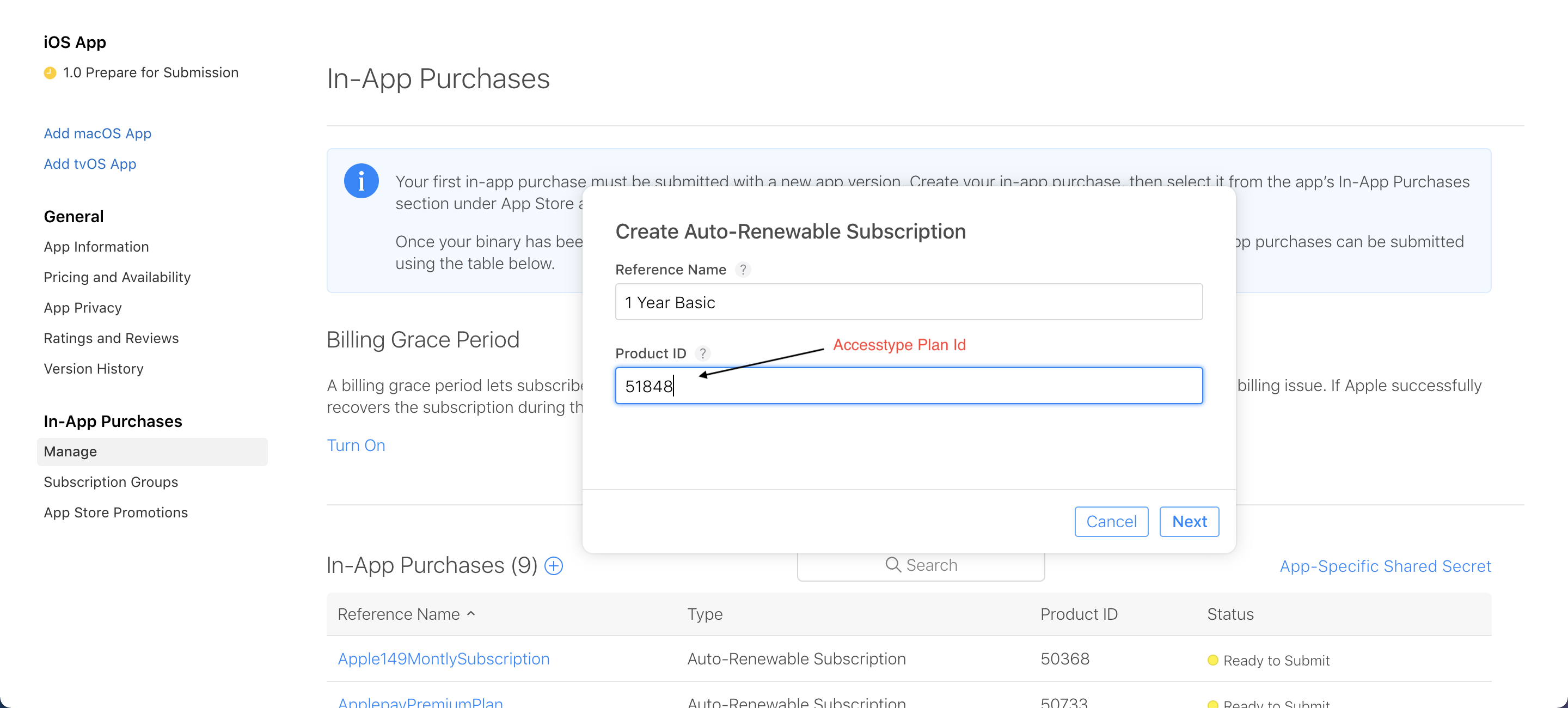 subscritption product id